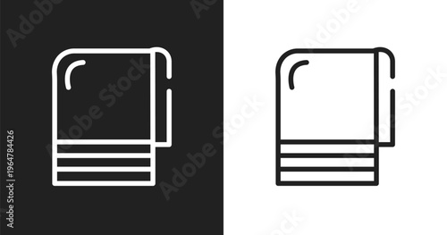 Towel icon. Linear black, white icon from pet grooming collection. Outline towel vector. Thin line symbol isolated on white and black background