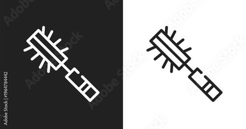 Pet brush icon. Linear black, white icon from pet grooming collection. Outline pet brush vector. Thin line symbol isolated on white and black background