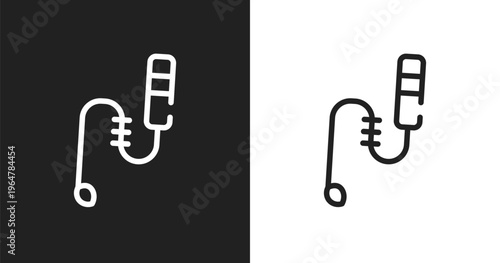 Teasing stick icon. Linear black, white icon from pet grooming collection. Outline teasing stick vector. Thin line symbol isolated on white and black background
