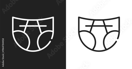 Diapers icon. Linear black, white icon from pet grooming collection. Outline diapers vector. Thin line symbol isolated on white and black background
