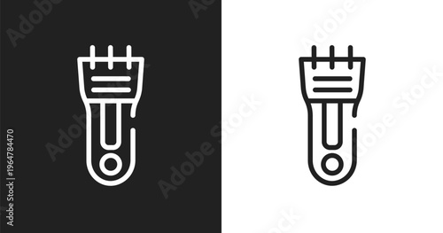 Hair clipper icon. Linear black, white icon from pet grooming collection. Outline hair clipper vector. Thin line symbol isolated on white and black background