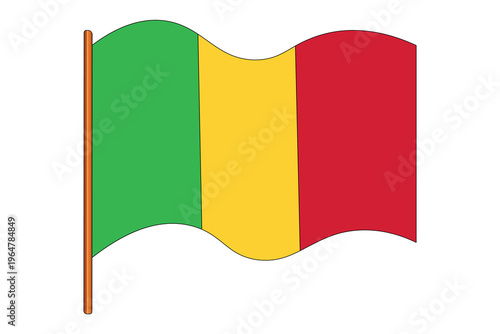 Flag of Mali. National symbol in official colors. Template icon. Abstract vector background.