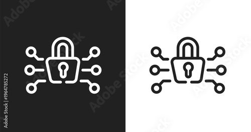 Cryptography icon. Linear black, white icon from bitcoin collection. Outline cryptography vector. Thin line symbol isolated on white and black background