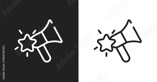 Favourites icon. Linear black, white icon from marketing collection. Outline favourites vector. Thin line symbol isolated on white and black background