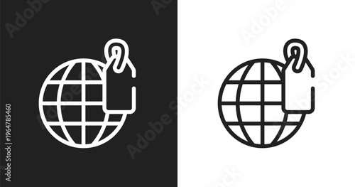 Trademark icon. Linear black, white icon from marketing collection. Outline trademark vector. Thin line symbol isolated on white and black background