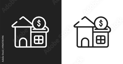 Reit icon. Linear black, white icon from investing collection. Outline reit vector. Thin line symbol isolated on white and black background