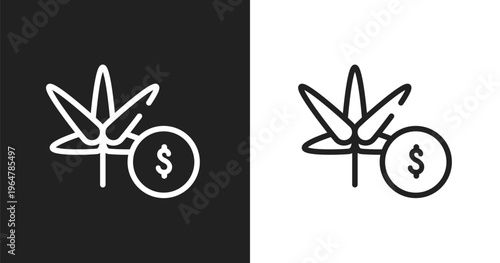 Marijuana icon. Linear black, white icon from investing collection. Outline marijuana vector. Thin line symbol isolated on white and black background