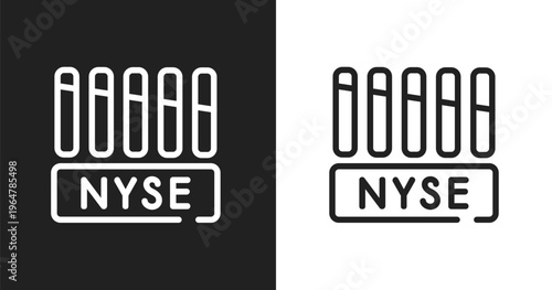 Nyse icon. Linear black, white icon from investing collection. Outline nyse vector. Thin line symbol isolated on white and black background