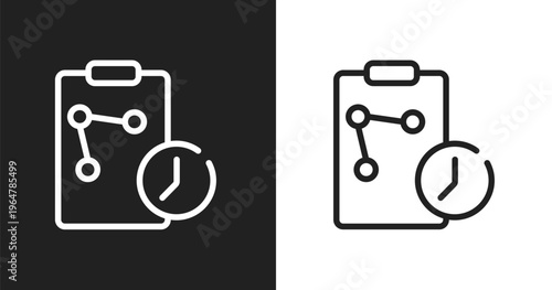 Real time strategy icon. Linear black, white icon from investing collection. Outline real time strategy vector. Thin line symbol isolated on white and black background