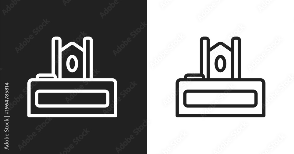 Obraz premium Judge chair icon. Linear black, white icon from law & justice collection. Outline judge chair vector. Thin line symbol isolated on white and black background