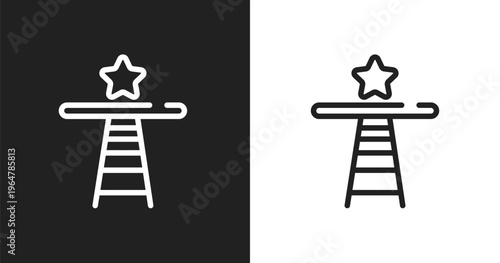 Shortcut icon. Linear black, white icon from business administration collection. Outline shortcut vector. Thin line symbol isolated on white and black background