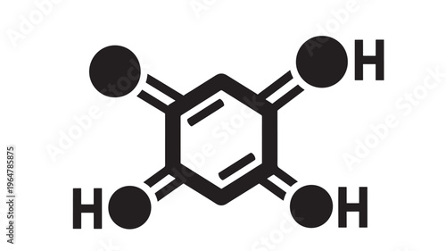 Benzene molecular structure with hydrogen atoms and carbon rings featuring chemistry, science, molecule with organic chemistry and ring elements for