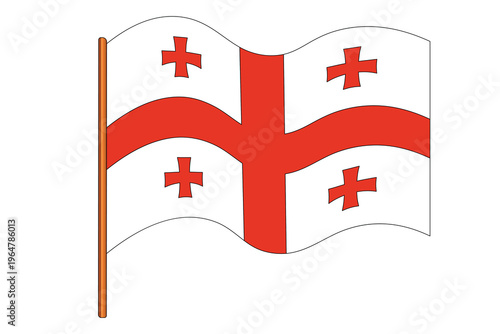 Flag of Georgia. Georgian national symbol in official colors. Template icon. Abstract vector background.