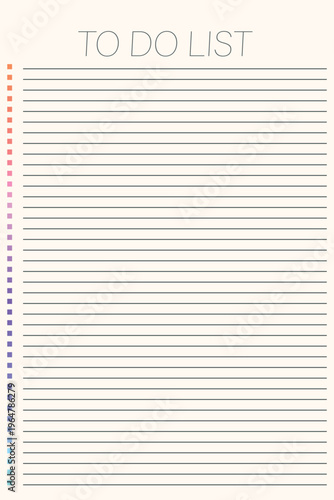Graph paper. Printable To do list with check boxes, checklist, grid paper with color horizontal lines. Geometric pattern for school, textures, notebook, diary. Realistic lined paper blank.