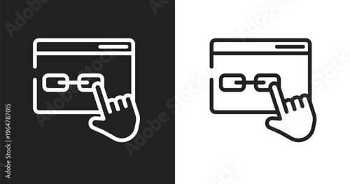 Links icon. Linear black, white icon from ways to contact us collection. Outline links vector. Thin line symbol isolated on white and black background
