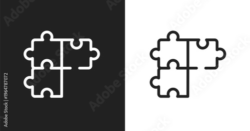 Solving problems icon. Linear black, white icon from support collection. Outline solving problems vector. Thin line symbol isolated on white and black background