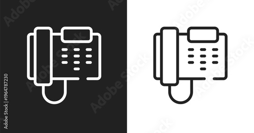 Business phone icon. Linear black, white icon from history of phones collection. Outline business phone vector. Thin line symbol isolated on white and black background