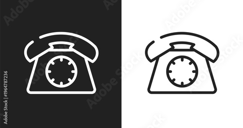 Dial phone icon. Linear black, white icon from history of phones collection. Outline dial phone vector. Thin line symbol isolated on white and black background