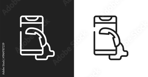 Telephone receiver icon. Linear black, white icon from smartphones collection. Outline telephone receiver vector. Thin line symbol isolated on white and black background