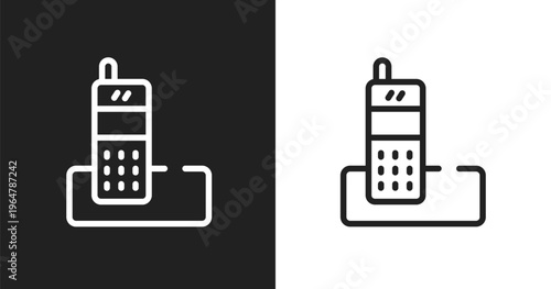 Long distance phone icon. Linear black, white icon from history of phones collection. Outline long distance phone vector. Thin line symbol isolated on white and black background
