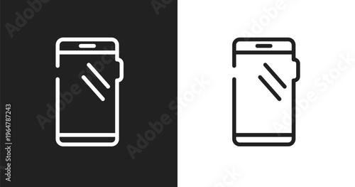 Smartphone with big screen icon. Linear black, white icon from smartphones collection. Outline smartphone with big screen icon vector. Thin line symbol for use on web and mobile apps, logo, print