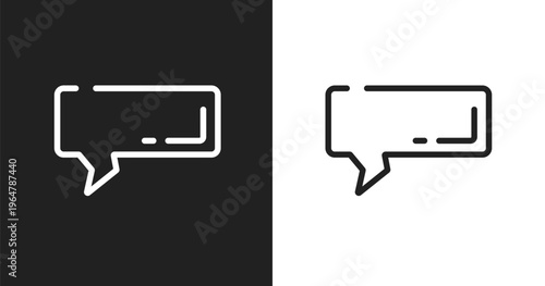 Rectangular speech bubble icon. Linear black, white icon from bubble icons collection. Outline rectangular speech bubble icon vector. Thin line symbol for use on web and mobile apps, logo, print