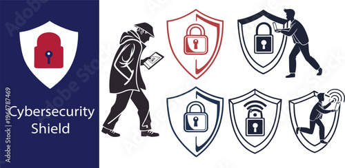 Cybersecurity Shield with Digital Lock for Data Protection and Network Security