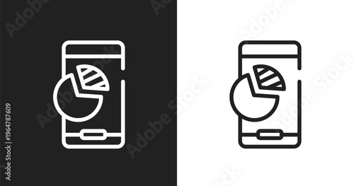 Mobile analytics business tool icon. Linear black, white icon from mobile analytics collection. Outline mobile analytics business tool icon vector. Thin line symbol for use on web and mobile apps,