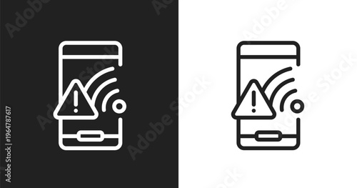 Wifi connection warning symbol icon. Linear black, white icon from phoneset collection. Outline wifi connection warning symbol icon vector. Thin line symbol for use on web and mobile apps, logo,