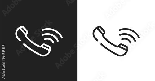 Auricular of phone icon. Linear black, white icon from mobile phones collection. Outline auricular of phone vector. Thin line symbol isolated on white and black background