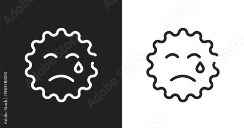 Cry icon. Linear black, white icon from social media collection. Outline cry vector. Thin line symbol isolated on white and black background