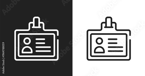 Press card icon. Linear black, white icon from journalist collection. Outline press card vector. Thin line symbol isolated on white and black background