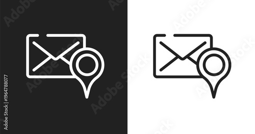 Addressee icon. Linear black, white icon from postal elements collection. Outline addressee vector. Thin line symbol isolated on white and black background