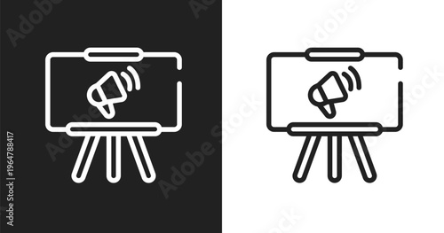 Projection icon. Linear black, white icon from marketing & growth collection. Outline projection vector. Thin line symbol isolated on white and black background