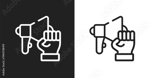 Strenght icon. Linear black, white icon from marketing & growth collection. Outline strenght vector. Thin line symbol isolated on white and black background