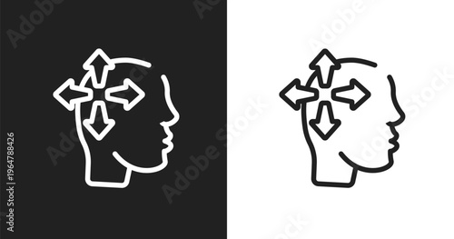 Introvert icon. Linear black, white icon from introvert collection. Outline introvert vector. Thin line symbol isolated on white and black background