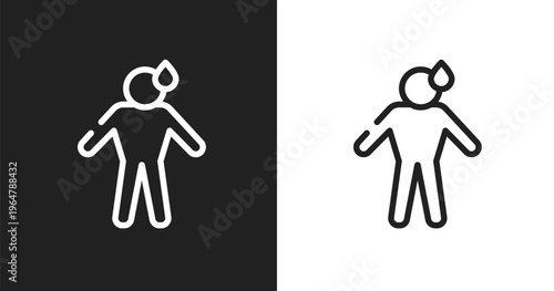 Shy icon. Linear black, white icon from introvert collection. Outline shy vector. Thin line symbol isolated on white and black background