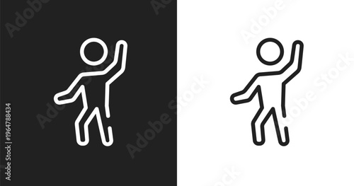 Enjoy icon. Linear black, white icon from introvert collection. Outline enjoy vector. Thin line symbol isolated on white and black background