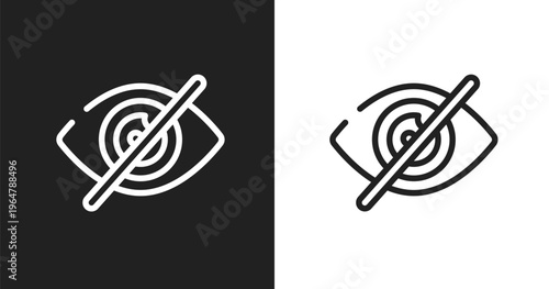 Hide icon. Linear black, white icon from chat collection. Outline hide vector. Thin line symbol isolated on white and black background