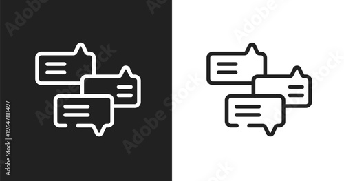 Debate icon. Linear black, white icon from discussion collection. Outline debate vector. Thin line symbol isolated on white and black background
