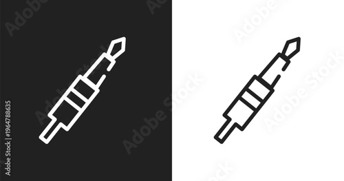 Jack cable icon. Linear black, white icon from television collection. Outline jack cable vector. Thin line symbol isolated on white and black background