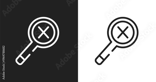 Not found icon. Linear black, white icon from notification collection. Outline not found vector. Thin line symbol isolated on white and black background