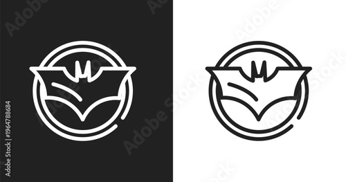 Batman icon. Linear black, white icon from notification collection. Outline batman vector. Thin line symbol isolated on white and black background