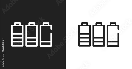 Battery level icon. Linear black, white icon from mobile interface collection. Outline battery level vector. Thin line symbol isolated on white and black background