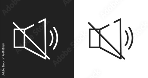 Muted icon. Linear black, white icon from mobile interface collection. Outline muted vector. Thin line symbol isolated on white and black background