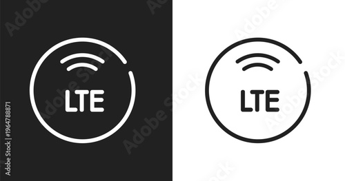 Lte icon. Linear black, white icon from mobile interface collection. Outline lte vector. Thin line symbol isolated on white and black background