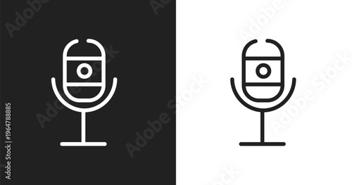 Recorder icon. Linear black, white icon from interview collection. Outline recorder vector. Thin line symbol isolated on white and black background