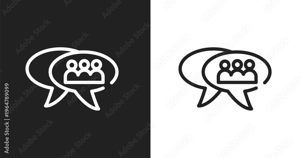 Fototapeta premium Group chat icon. Linear black, white icon from mobile and telephone collection. Outline group chat vector. Thin line symbol isolated on white and black background