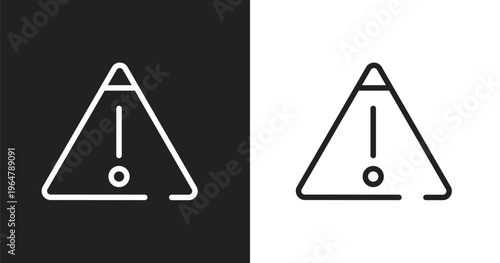 Warning sign icon. Linear black, white icon from emergency services collection. Outline warning sign vector. Thin line symbol isolated on white and black background