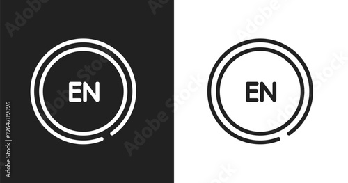 English language icon. Linear black, white icon from communition collection. Outline english language vector. Thin line symbol isolated on white and black background